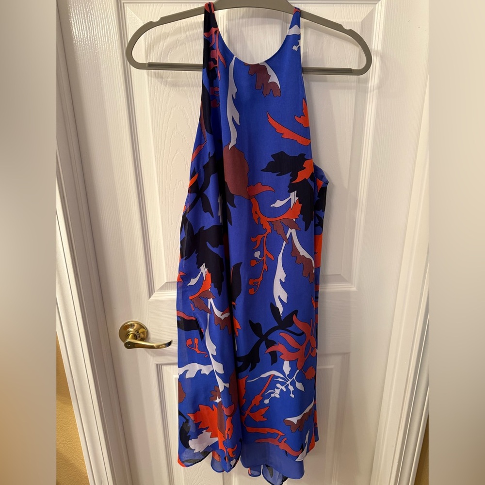 Rachel Roy Floral Halter Dress in Blue and Red
